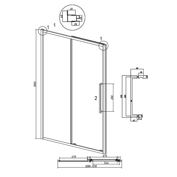 Душевая дверь Grossman  Cosmo 130 см 100.K33.02.130.32.00, золото/прозрачное фото 11
