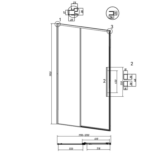 Душевая дверь Grossman  Galaxy 120 см 100.K33.01.120.10.00, хром/прозрачное фото 11