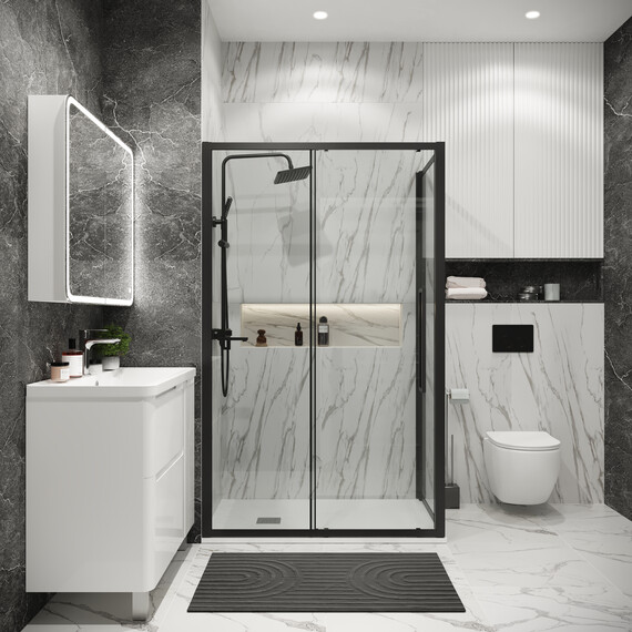 Душевое ограждение Grossman Cosmo 140х80 см 120.K33.02.1480.21.00, чёрный/прозрачное фото 3