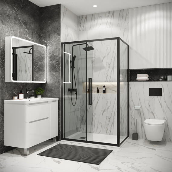 Душевое ограждение Grossman Cosmo 140х80 см 120.K33.02.1480.21.00, чёрный/прозрачное фото 5