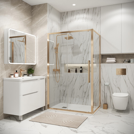 Душевое ограждение Grossman Cosmo 110х100 см 120.K33.02.1110.32.00, золото/прозрачное фото 2