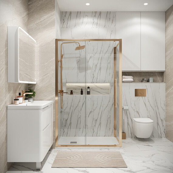 Душевое ограждение Grossman Cosmo 110х100 см 120.K33.02.1110.32.00, золото/прозрачное фото 3