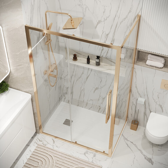 Душевое ограждение Grossman Cosmo 110х80 см 120.K33.02.1180.32.00, золото/прозрачное фото 4