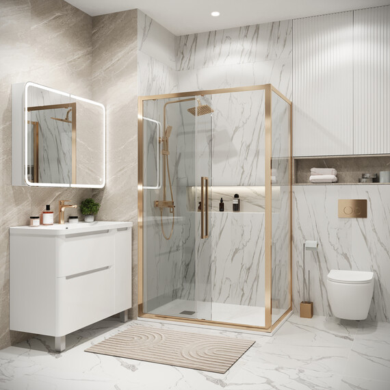 Душевое ограждение Grossman Cosmo 100х80 см 120.K33.02.1080.32.00, золото/прозрачное фото 5