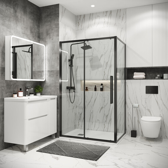 Душевое ограждение Grossman Cosmo 110х80 см 120.K33.02.1180.42.00, оружейная сталь/прозрачное фото 2