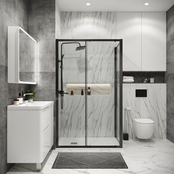 Душевое ограждение Grossman Cosmo 130х80 см 120.K33.02.1380.42.00, оружейная сталь/прозрачное фото 3