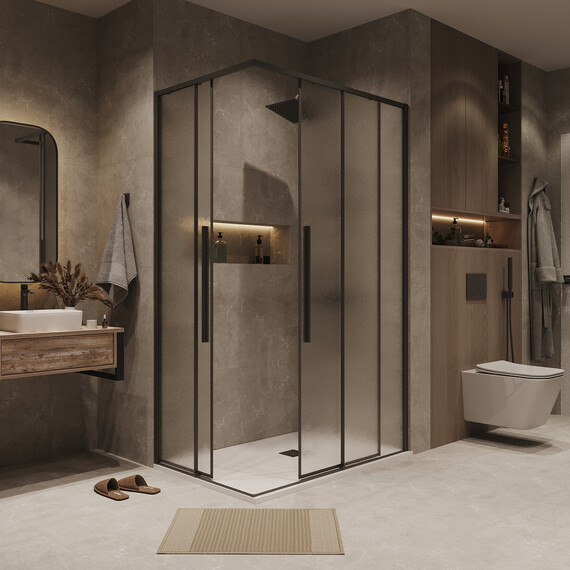 Душевое ограждение Grossman Galaxy 90х70 см 300.K33.01.9070.21.02, чёрный/шиншилла фото 4