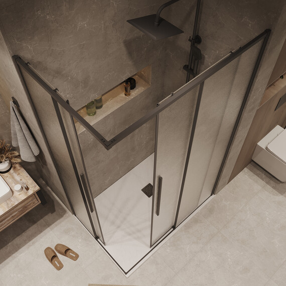 Душевое ограждение Grossman Galaxy 90х70 см 300.K33.01.9070.21.02, чёрный/шиншилла фото 6