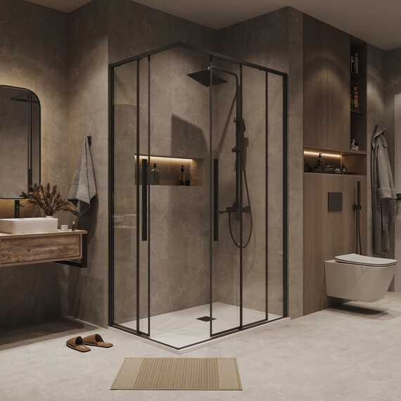 Душевое ограждение Grossman Galaxy 90х70 см 300.K33.01.9070.21.00, чёрный/прозрачное фото 4