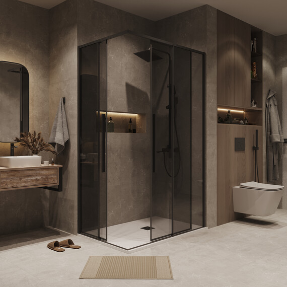 Душевое ограждение Grossman Galaxy 90х70 см 300.K33.01.9070.21.10, чёрный/тонированное фото 4