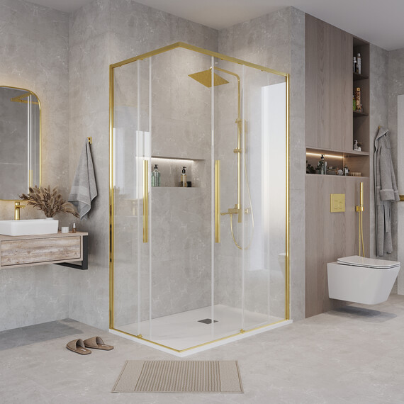 Душевое ограждение Grossman Galaxy 110х90 см 300.K33.01.1190.32.00, золото/прозрачное фото 4