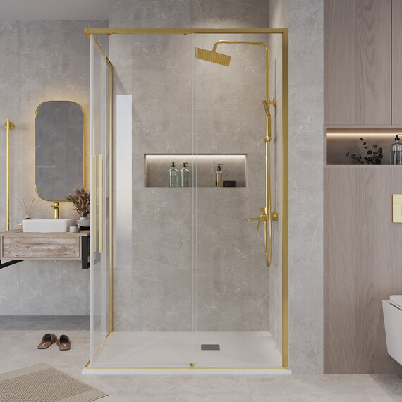 Душевое ограждение Grossman Galaxy 90х80 см 300.K33.01.9080.32.00, золото/прозрачное фото 5