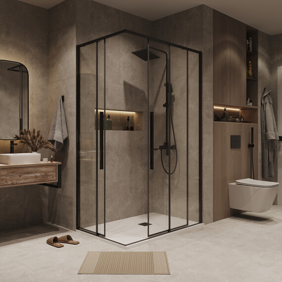Душевое ограждение Grossman Galaxy 90х80 см 300.K33.01.9080.42.00, оружейная сталь/прозрачное фото 4