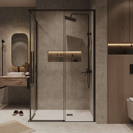 Душевое ограждение Grossman Galaxy 100х80 см 300.K33.01.1080.42.00, оружейная сталь/прозрачное фото 5