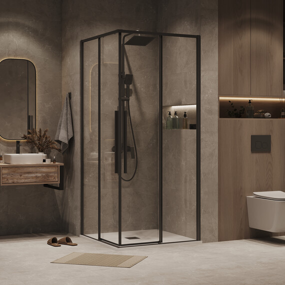 Душевое ограждение Grossman Galaxy 70х70 см 300.K33.01.7070.21.00, чёрный/прозрачное фото 3