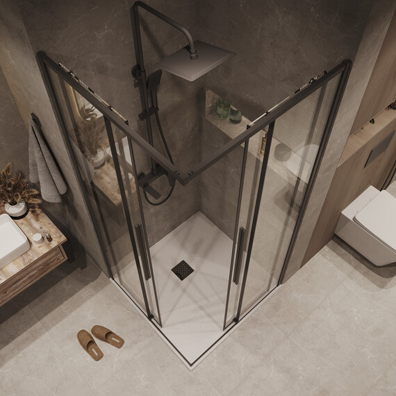 Душевое ограждение Grossman Galaxy 70х70 см 300.K33.01.7070.21.00, чёрный/прозрачное фото 6