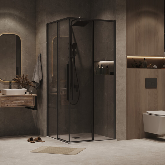 Душевое ограждение Grossman Galaxy 90х90 см 300.K33.01.9090.21.10, чёрный/тонированное фото 3