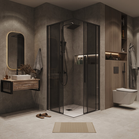 Душевое ограждение Grossman Galaxy 80х80 см 300.K33.01.8080.21.10, чёрный/тонированное фото 4