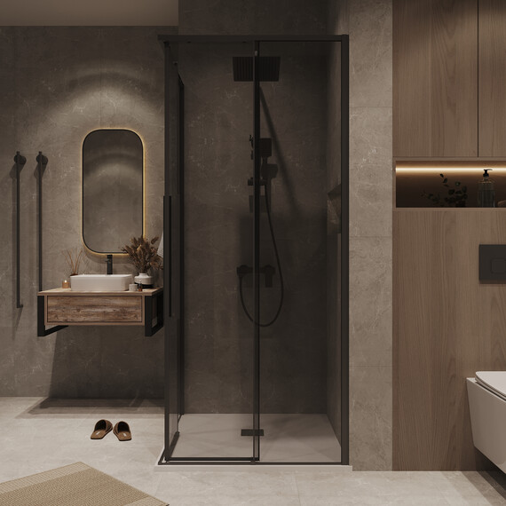 Душевое ограждение Grossman Galaxy 80х80 см 300.K33.01.8080.21.10, чёрный/тонированное фото 5