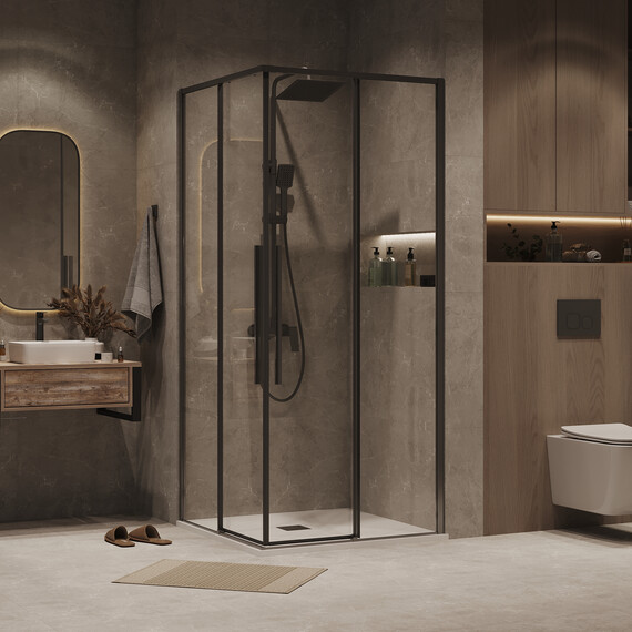 Душевое ограждение Grossman Galaxy 90х90 см 300.K33.01.9090.42.00, оружейная сталь/прозрачное фото 3