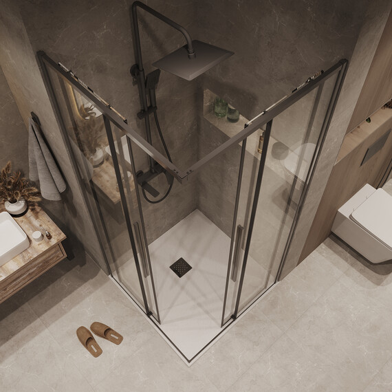 Душевое ограждение Grossman Galaxy 90х90 см 300.K33.01.9090.42.00, оружейная сталь/прозрачное фото 6