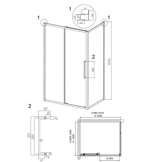 Душевое ограждение Grossman Cosmo 100х100 см 120.K33.02.1010.32.00, золото/прозрачное фото 10