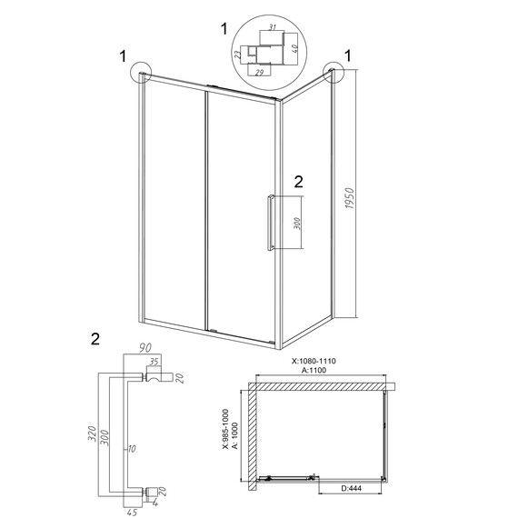 Душевое ограждение Grossman Cosmo 110х100 см 120.K33.02.1110.10.00, хром/прозрачное фото 10
