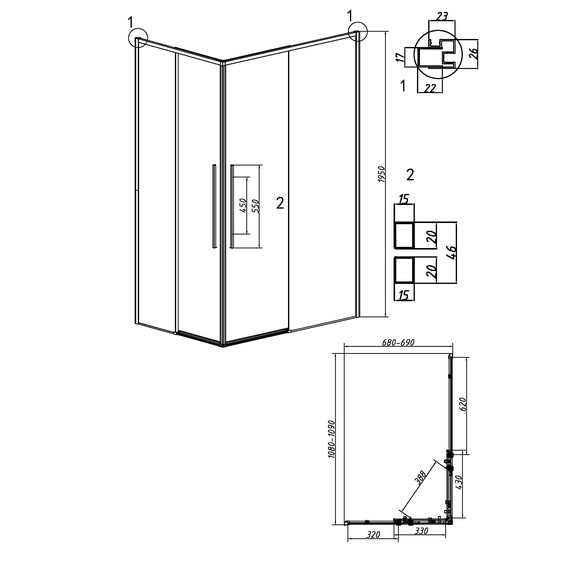 Душевое ограждение Grossman Galaxy 110х70 см 300.K33.01.1170.10.00, хром/прозрачное фото 11