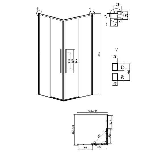 Душевое ограждение Grossman Galaxy 70х70 см 300.K33.01.7070.10.00, хром/прозрачное фото 11