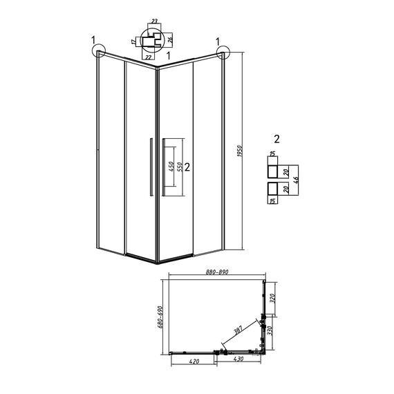Душевое ограждение Grossman Galaxy 90х70 см 300.K33.01.9070.21.02, чёрный/шиншилла фото 11