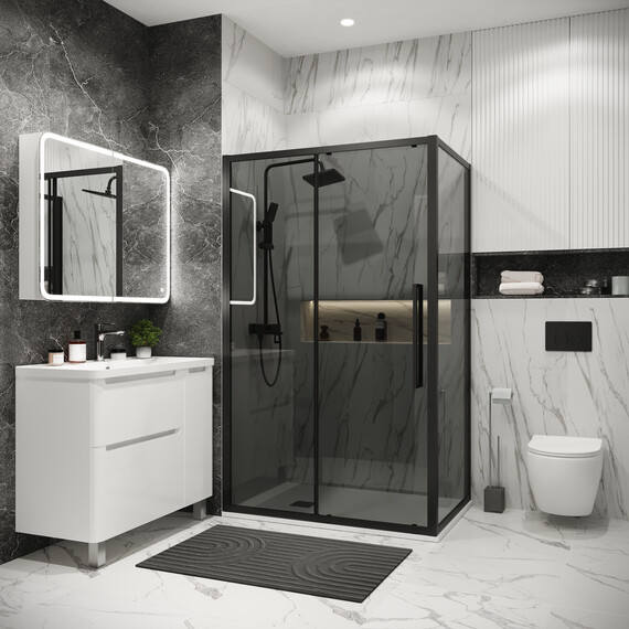 Душевое ограждение Grossman Cosmo 130х80 см 120.K33.02.1380.21.10, чёрный/тонированное фото 2