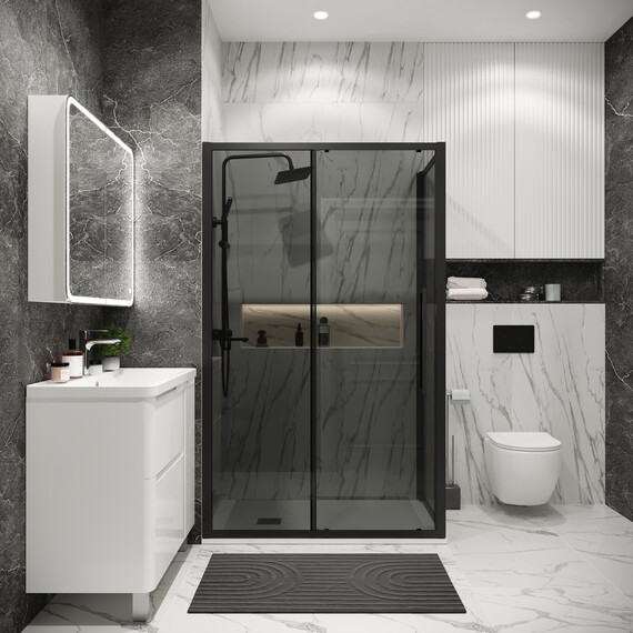 Душевое ограждение Grossman Cosmo 130х80 см 120.K33.02.1380.21.10, чёрный/тонированное фото 3