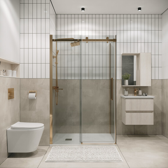 Душевое ограждение Grossman Classic 110х90 см 120.K33.04.1180.32.00 (стекло 8 мм) золото/прозрачное фото 3