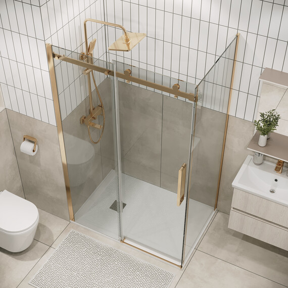 Душевое ограждение Grossman Classic 110х70 см 120.K33.04.1190.32.00 (стекло 8 мм) золото/прозрачное фото 4