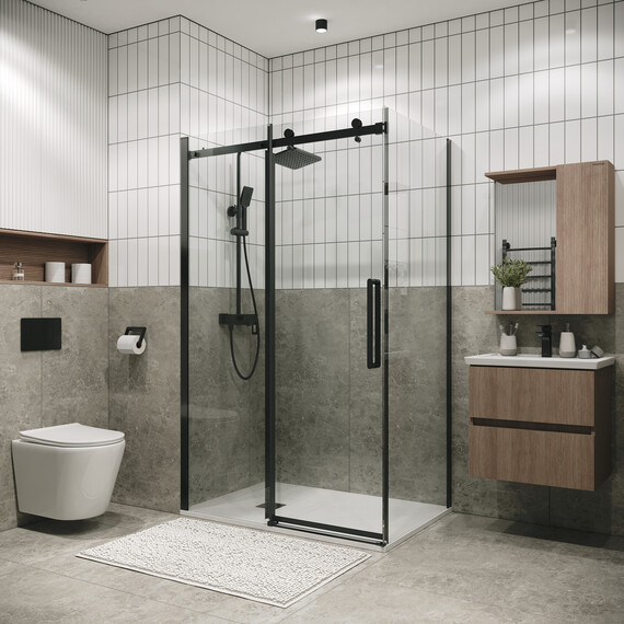 Душевое ограждение Grossman Classic 120х100 см 120.K33.04.1210.42.00 (стекло 8 мм) оружейная сталь/прозрачное фото 2