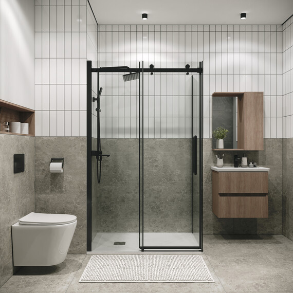 Душевое ограждение Grossman Classic 110х90 см 120.K33.04.1190.42.00 (стекло 8 мм) оружейная сталь/прозрачное фото 3