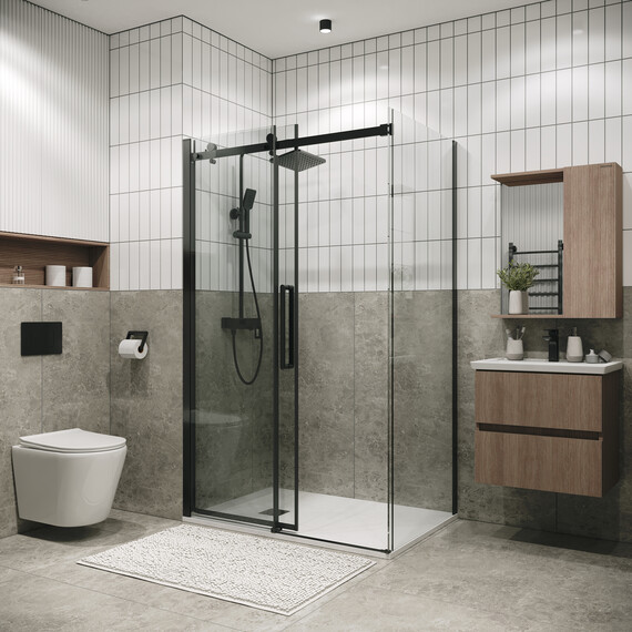 Душевое ограждение Grossman Classic 110х100 см 120.K33.04.1110.42.00 (стекло 8 мм) оружейная сталь/прозрачное фото 5