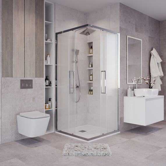 Душевое ограждение Grossman Cosmo 90х90 см 300.K33.02.9090.10.02, хром/шиншилла фото 5