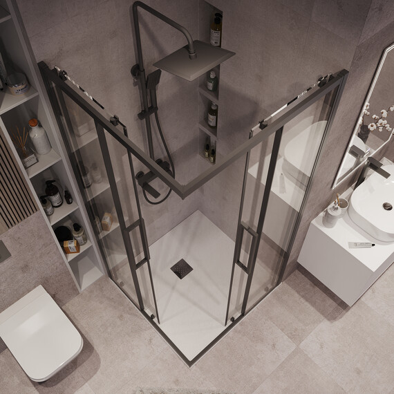 Душевое ограждение Grossman Cosmo 90х90 см 300.K33.02.9090.21.00, чёрный/прозрачное фото 4