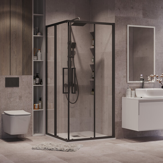 Душевое ограждение Grossman Cosmo 90х90 см 300.K33.02.9090.21.00, чёрный/прозрачное фото 5