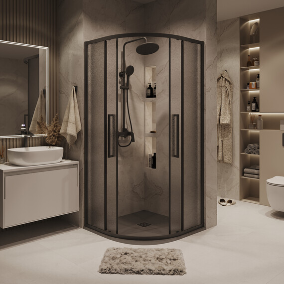 Душевое ограждение Grossman Cosmo 80х80 см 300.K33.02.8080.21.02, чёрный/шиншилла фото 5