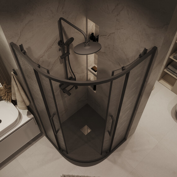 Душевое ограждение Grossman Cosmo 80х80 см 300.K33.02.8080.21.02, чёрный/шиншилла фото 6