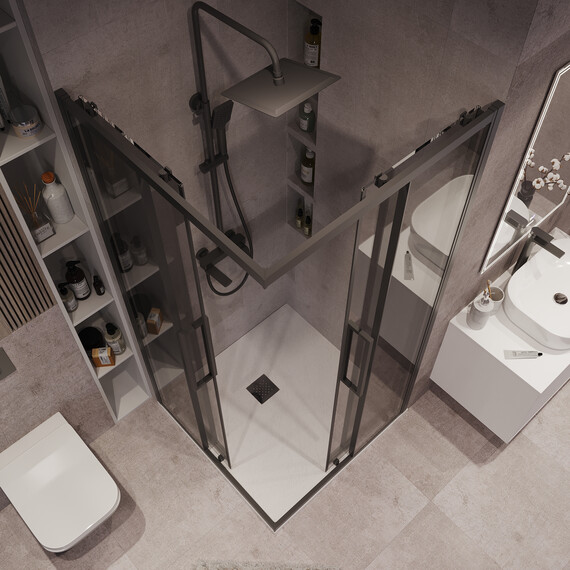 Душевое ограждение Grossman Cosmo 80х80 см 300.K33.02.8080.21.10, чёрный/тонированное фото 4