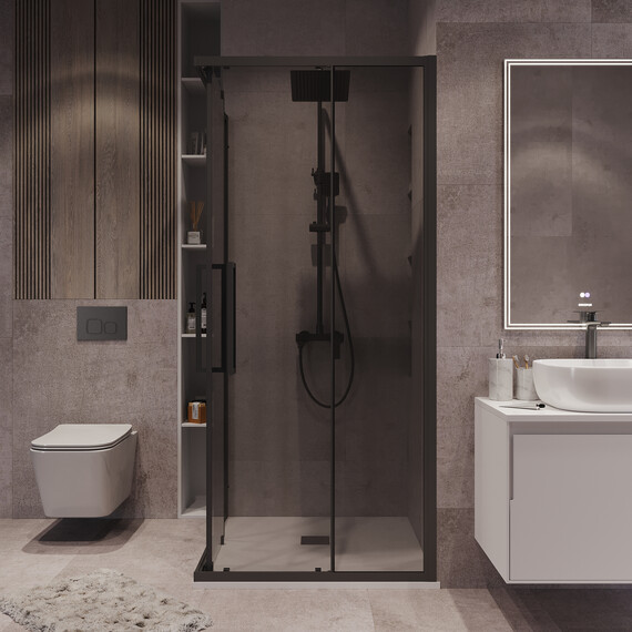 Душевое ограждение Grossman Cosmo 100х100 см 300.K33.02.1010.21.10, чёрный/тонированное фото 5