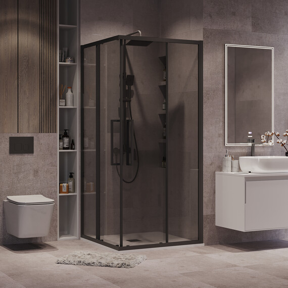 Душевое ограждение Grossman Cosmo 80х80 см 300.K33.02.8080.21.10, чёрный/тонированное фото 6