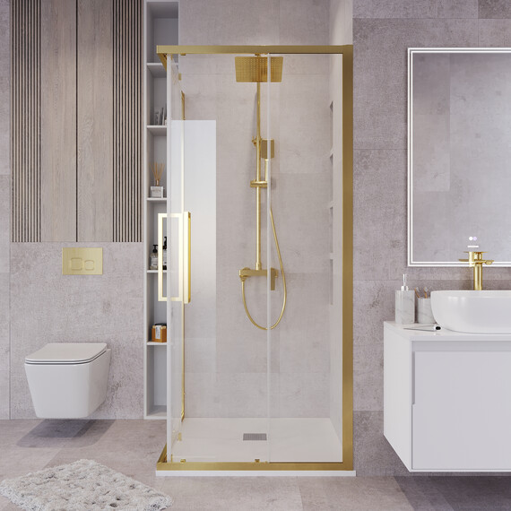 Душевое ограждение Grossman Cosmo 90х90 см 300.K33.02.9090.32.00, золото/прозрачное фото 4