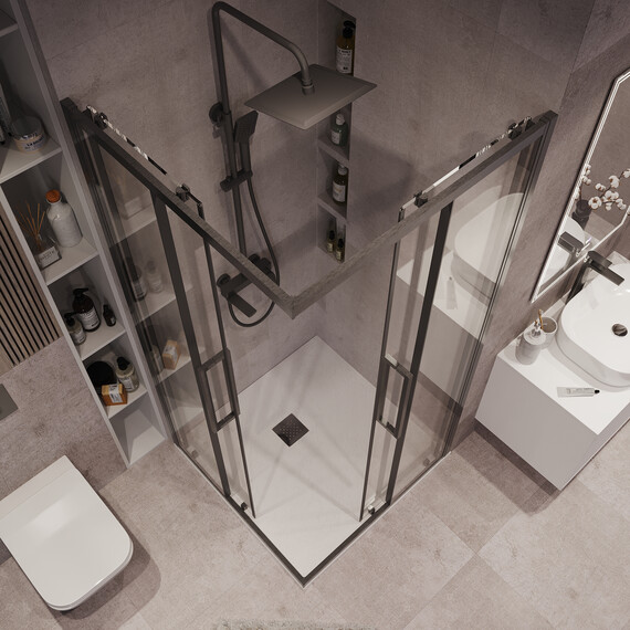 Душевое ограждение Grossman Cosmo 80х80 см 300.K33.02.8080.42.00, оружейная сталь/прозрачное фото 3