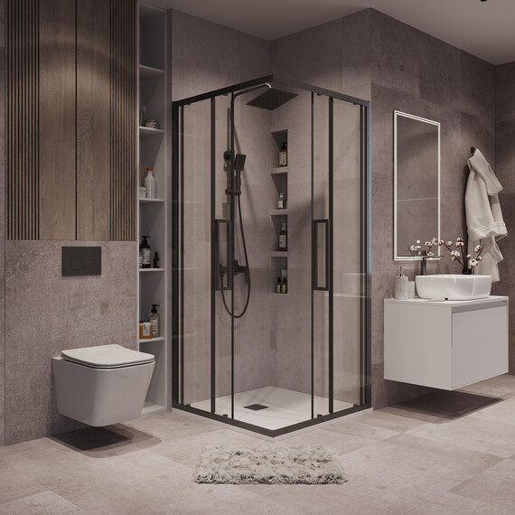 Душевое ограждение Grossman Cosmo 100х100 см 300.K33.02.1010.42.00, оружейная сталь/прозрачное фото 4