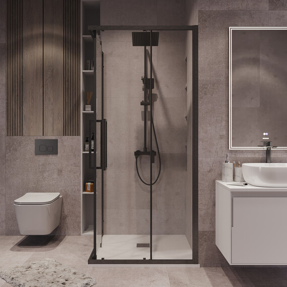 Душевое ограждение Grossman Cosmo 90х90 см 300.K33.02.9090.42.00, оружейная сталь/прозрачное фото 5