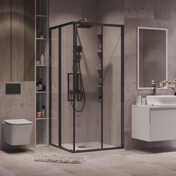 Душевое ограждение Grossman Cosmo 80х80 см 300.K33.02.8080.42.00, оружейная сталь/прозрачное фото 6